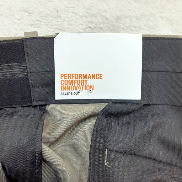 Savane Dress Pants Mens 42x32 Brown Select Edition Pleated Comfort Waist NWT - Picture 11 of 13